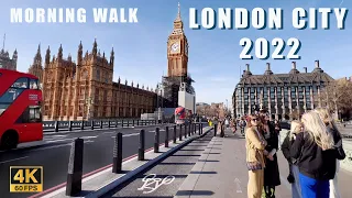 London City Morning Walk 2022 - [4K] London Walk from London Bridge to Westminster