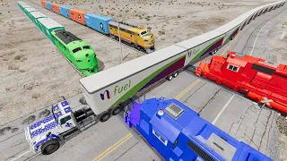 Long Giant Truck Accidents on Rail and Train is Coming #95 | BeamNG Drive