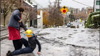 SEATTLE ICE STORM 2022 VIDEO COMPILATION ‼️😂😂😂‼️