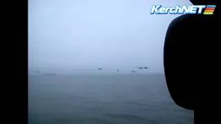 Вертолеты летят со стороны моря в Крым