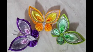 Kanzashi Satin ribbon butterfly / Home decorating ideas handmade / handicraft/ DIY /