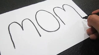 How to turn words MOM into a Cartoon ! Learn drawing art on paper for kids