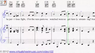 John Stafford Smith's The Star Spangled Banner, voice and piano sheet music - Video Score