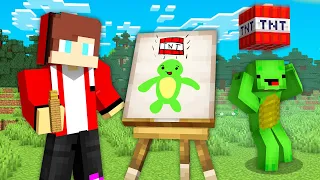 JJ Pranked Mikey With a Drawing Mod in Minecraft - Maizen Challenge @maizenofficial