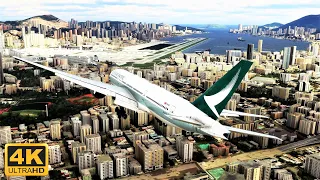 Flight Simulator 2020 Boeing 777-200ER Landing At The Famous Kai Tak Airport  | 4K ULTRA