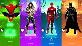 Spiderman 🆚 Aquaman 🆚 Flash 🆚 Batman | Marvel Comics 🆚 DC Comics | Tiles Hop Fun Ball