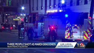 3 shot on Royal Street Mardi Gras night