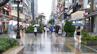 Rain Walk in People's Street Makes Your Day Better. Relaxing Sound for Sleep Study Meditation. ASMR.