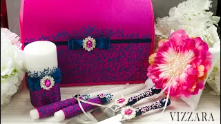 Handmade wedding accessories Pink Wedding decor Свадебные аксессуары Свадебные свечи VIZZARA