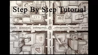 How to Draw A City Using 1 Point Perspective Bird's Eye View