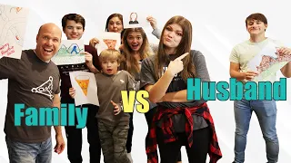 5 Family Members Vs 1 Husband ART Challenge! Can I Guess Who My Husband Is?