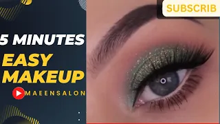 5 Minutes Easy Soft Sparkly Green Eye Look For Everyday Wear#soft eye makeup