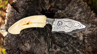 Forging a Integral Bolster Nickel Damascus Knife With Warthog Tusk Handle