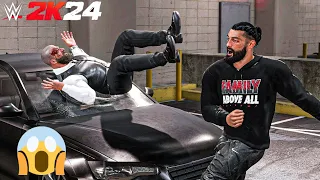 WWE 2K24 - Roman Reigns Destroys Triple H at Backstage | Gameplay