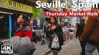 Oldest Flea Market in Europe! 🛍️ Seville 4K Walk Tour - Spain