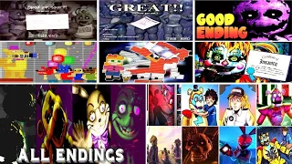 All FNAF Endings (2014-2021) | FNAF 1, 2, 3, 4, SL, 6, UCN, VR HW, CoD, AR, SB