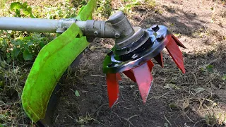 HOMEMADE  Rotary CULTIVATOR for TRIMMER//Make a TILLER  for Brush CUTTER// Agriculture WEEDER