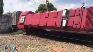 Toppled Train: Recovery of the Locomotive engine involved in a crash on Friday evening