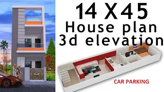 14X45 House Plan with interior and car parking  @3dhn ​