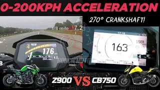 Kawasaki Z900 🆚️ Honda CB750 Hornet | 0-200kph Acceleration | Top Speed Attempt 🔥