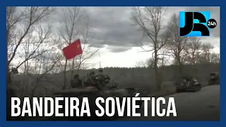 Rússia divulga vídeo de comboio a caminho da Ucrânia com a bandeira da União Soviética