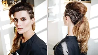 Long hair faux hawk tutorial with braids