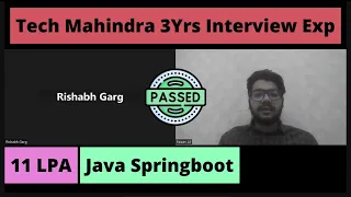 Tech Mahindra 3 Yrs Interview Experience | Java Spring Boot