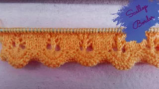 Border knitting Design #07# (Hindi) (scallop border)