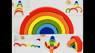 Amazing Wooden Rainbow Toy | Wooden Rainbow Stacker | Grimm's Wooden Toys | Montessori Toys