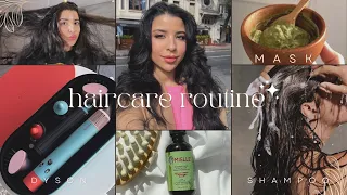 Hair care routine | روتيني المفصل لشعري ، ماسك السدر ، بخاخ اكليل الجبل و رائيي ف دايسون الجديد