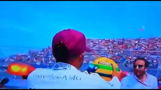 Lewis Hamilton receives Senna's helmet - Sensational