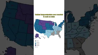 Coldest temperature ever recorded in each us state #shorts #usa