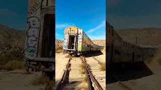 An abandoned train in the desert in California #trains #oldtrain #desert #california