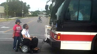 Frustrated disabled man halts Toronto transit bus with wheelchair