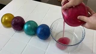 TRANSFORMEI BOLAS GIGANTES DE GEL BRILHANTE EM SLIME! (Mega satisfatório)