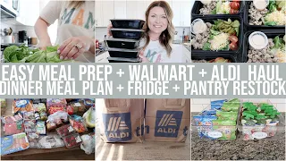 EASY LUNCH MEAL PREP | WALMART + ALDI HAUL + MEAL PLAN + RESTOCKS | LOW CARB CLEAN EATING MEAL PREP