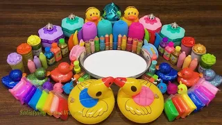 DUCK slime ___ Mixing makeup_ clay and more into GLOSSY slime _Relaxing Satisfying Slime Video _348