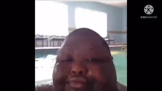 Fat man  cries after going underwater