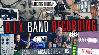 D.I.Y Band recording - how to record band rehearsals, gigs, videos... micing drums, guitar and bass