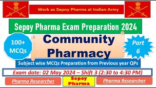 Sepoy Pharma Exam Preparation 2024 Community Pharmacy 130 MCQs #sepoypharmacist