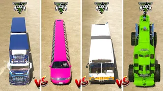 LONG BUS vs LONG CAR vs LONG MONSTER TRAIN vs LONG TRUCK in GTA 5 - WHICH IS BEST?