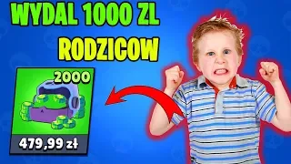 8 LATEK WYDAŁ 1000 ZŁ Z KARTY RODZICÓW NA BRAWL STARS! *Rodzice Wpadli W Szał!* Jeż Tritsus