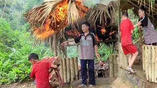 Bad people came to destroy and burn the orphan boy's house