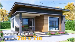 2 Bedroom small House Design | 7m x 7m House Plan (Rural House)