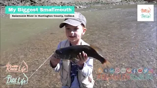 My Son Caught a Big Small Mouth Bass - Salamonie River Indiana - Personal Best