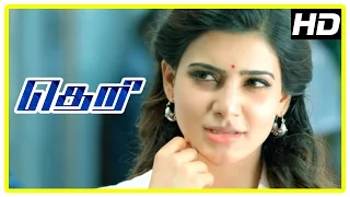 Theri Movie scenes | Road fight scene | Samantha intro | Vijay falls for Samantha | Rajendran