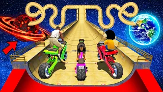 SHINCHAN AND FRANKLIN TRIED THE IMPOSSIBLE SNAKE MEGA RAMP EARTH SUN CHALLENGE BY CARS & BIKES GTA 5