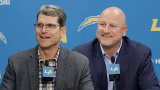 HC Jim Harbaugh & GM Joe Hortiz 2024 Draft Day 1 Recap Press Conference | LA Chargers