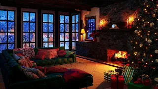 Cozy Christmas Livingroom with Fireplace and Blizzard Sound - Relaxing Asmr Christmas Ambience