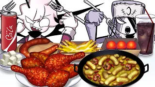 Mukbang Animation Korean Sweet Chicken set eating Friday Night Funkin Selever VS Ruv